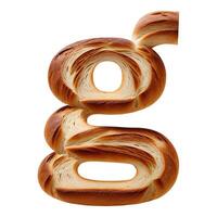 Bread typography text design lowercase alphabet g, photo