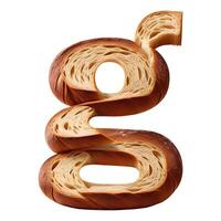 Bread typography text design lowercase alphabet g, AI Generative photo