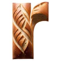 Bread typography text design lowercase alphabet r, photo