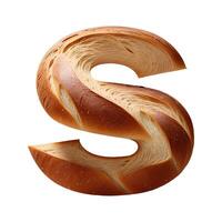 Bread typography text design lowercase alphabet s, AI Generative photo