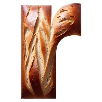 Bread typography text design lowercase alphabet r, photo