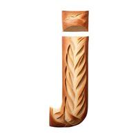Bread typography text design lowercase alphabet j, photo