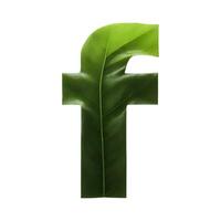 Green leaf typography text design lowercase alphabet f, photo