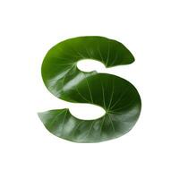 Green leaf typography text design lowercase alphabet s, AI Generative photo