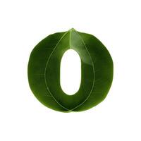 Green leaf typography text design lowercase alphabet o photo