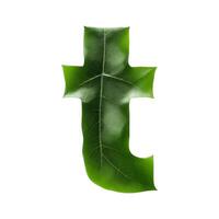 Green leaf typography text design lowercase alphabet t, AI Generative photo