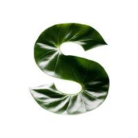 Green leaf typography text design uppercase alphabet S, AI Generative photo