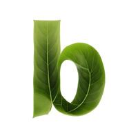 Green leaf typography text design lowercase alphabet b, AI Generative photo