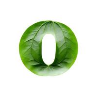 Green leaf typography text design lowercase alphabet o, photo