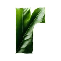 Green leaf typography text design lowercase alphabet r, photo