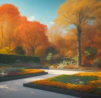 Illustration european autumn botanic garden nature flower plant, AI Generative photo