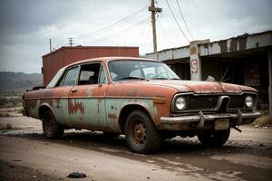 realista foto de abandonado antiguo roto retro Clásico coche