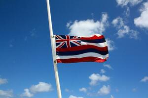 hawaiano bandera con un azul cielo foto