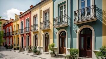 vistoso estuco tradicional privado casas adosadas residencial arquitectura exterior generativo ai foto