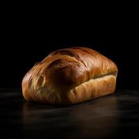 loaf of bread on black background generative ai photo