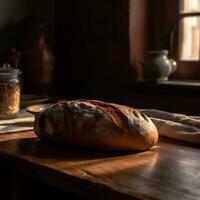 Bread on a table generative ai photo