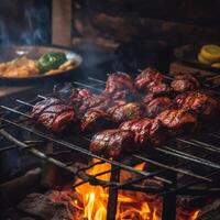 A la parrilla carne en el parrilla típico brasileño carne generativo ai foto