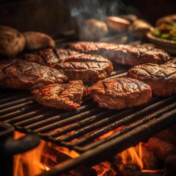 A la parrilla carne en el parrilla típico brasileño carne generativo ai foto