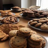 galletas en el mesa generativo ai foto