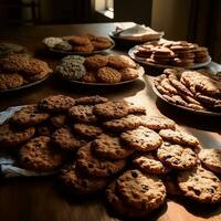 galletas en el mesa generativo ai foto