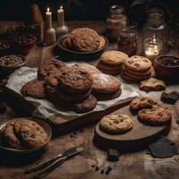 galletas en el mesa generativo ai foto