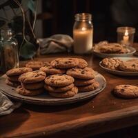 galletas en el mesa generativo ai foto