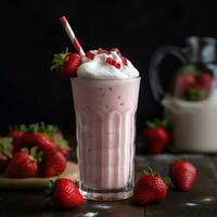 Strawberry milkshake with isolated background generative ai photo
