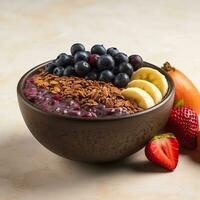 acai cuenco con frutas generativo ai foto