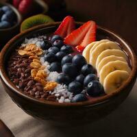 acai cuenco con frutas generativo ai foto