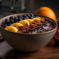 acai cuenco con frutas generativo ai foto