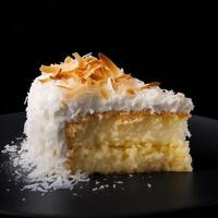 Coconut cake with coconut flakes generative ai photo