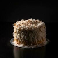 Coconut cake with coconut flakes generative ai photo