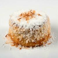 Coconut cake with coconut flakes generative ai photo