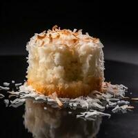 Coconut cake with coconut flakes generative ai photo