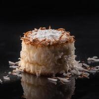 Coconut cake with coconut flakes generative ai photo