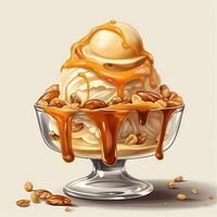 Delicious ice cream with caramel generative ai photo