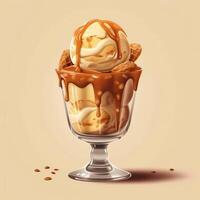 Delicious ice cream with caramel generative ai photo