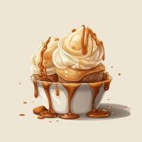 Delicious ice cream with caramel photo