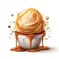 Delicious ice cream with caramel generative ai photo