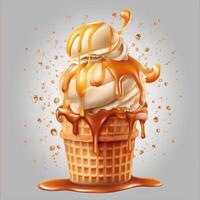 Delicious ice cream with caramel generative ai photo