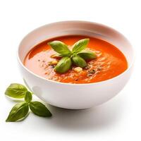 Tomato soup with basil gazpacho generative ai photo