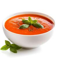 Tomato soup with basil gazpacho generative ai photo