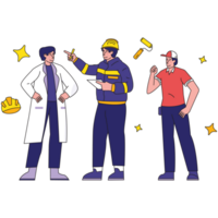 Three Worker Labour Day Color 2D Illustrations png