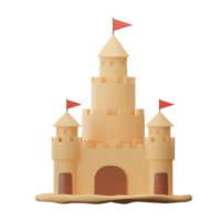 Château le sable plage été 3d des illustrations png