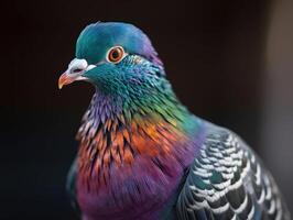 Wild pigeon close up. Angry bird consept, photo