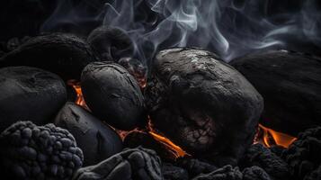 Charcoal for Barbecue Background With Flames, photo