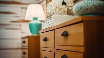 A Glimpse into the Lavish Chest Drawers in the Wardrobe of an Extravagant Residence. photo