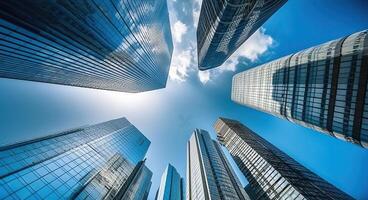 Modern Skyscrapers on sky background, photo