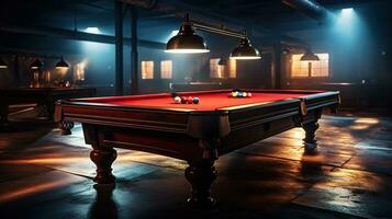 Billiard Table Shines with Spectacular Illumination. Generative AI photo