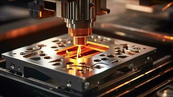 Futuristic Craftsmanship, CNC Metal Fabrication Powered by Laser Technology. Generative AI photo
